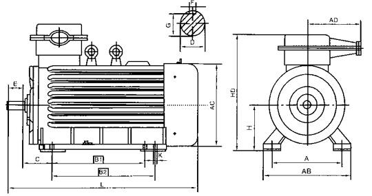 YB400—500外形安裝尺寸示意圖